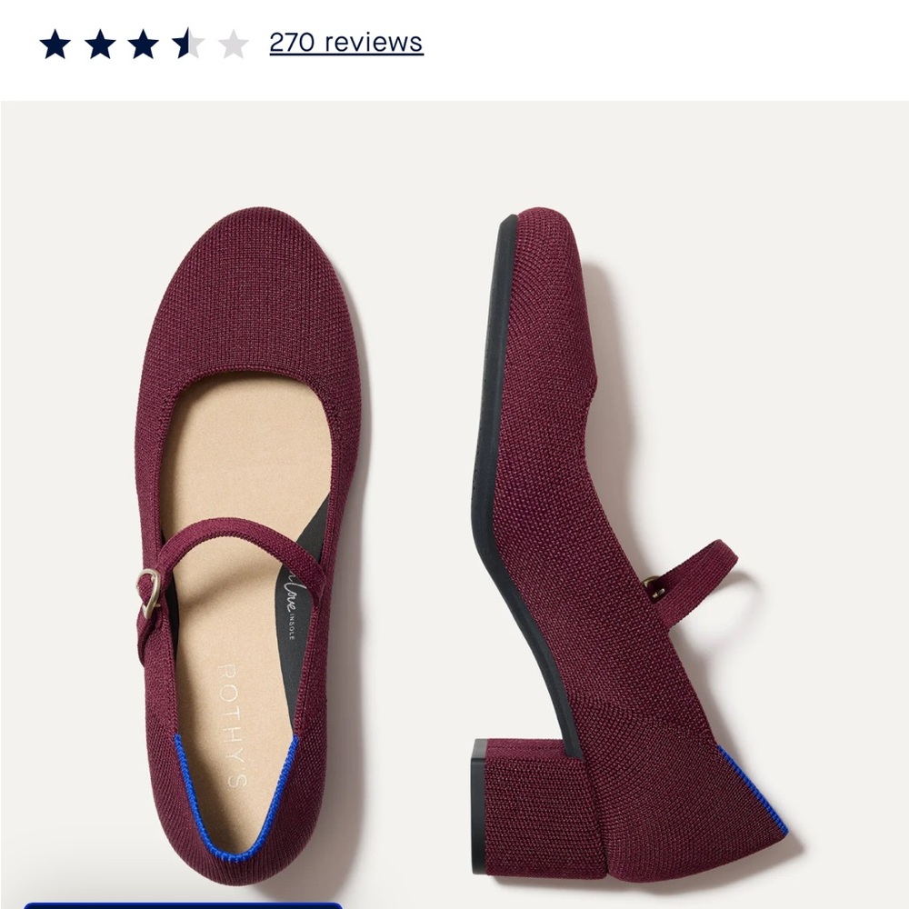 Rothy's Burgundy Mary Jane Heels
